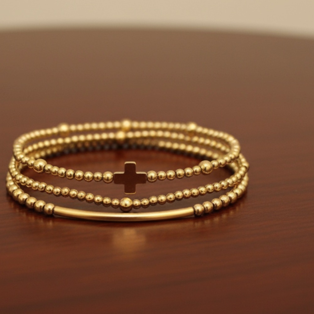 NWT Gold Beaded Bracelet Set of 3